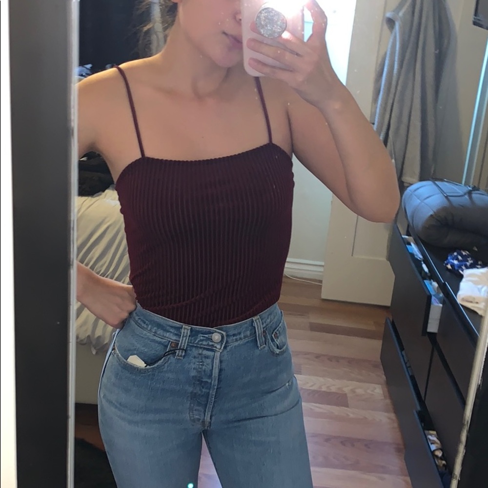 Burgundy tank top body suit